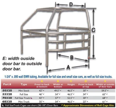 PRO-TEK 4-POINT ROLL CAGE KIT - RCK-50320-4