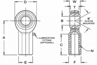 FK ALUMINUM FEMALE ROD END - FKR-ALUMF-ROD-ENDS