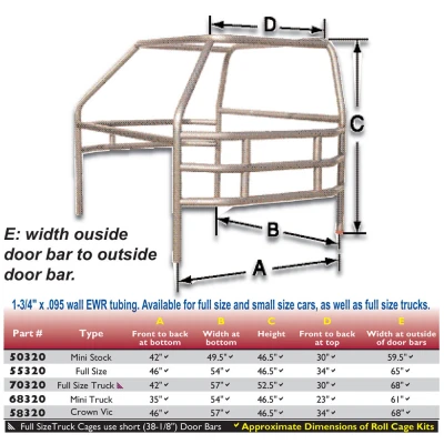 PRO-TEK 4-POINT ROLL CAGE KIT - RCK-58320-4